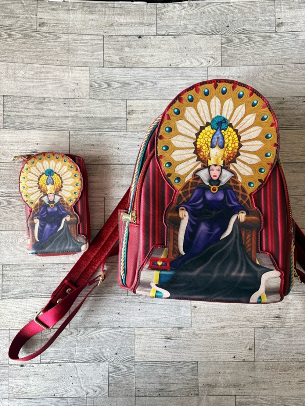 Evil Queen Loungefly mini backpack and wallet